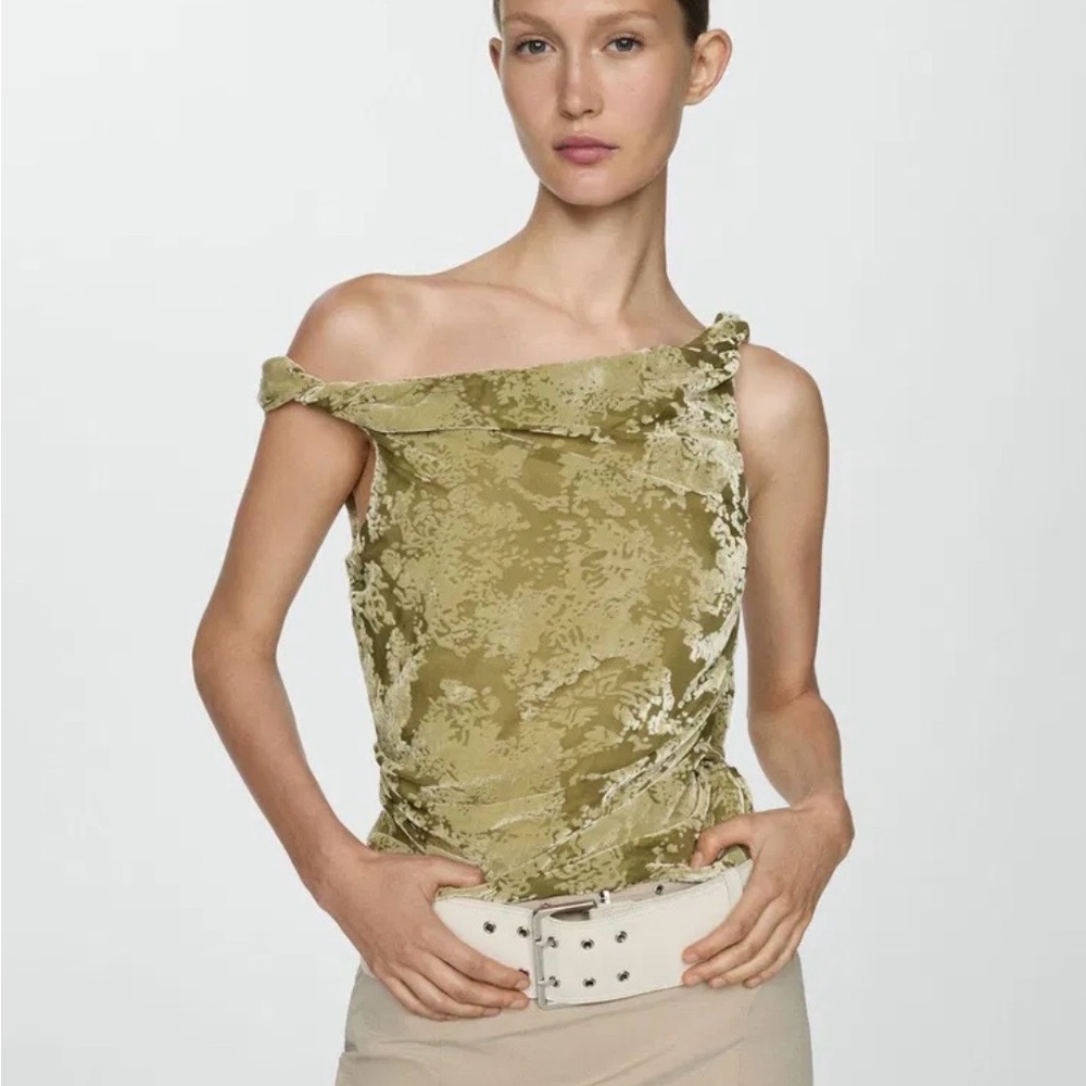 MANGO Javier Draped Velvet Top